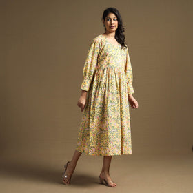 Buy Sanganeri Block Printed Cotton Flared Dress Online at iTokri.com