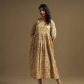 Buy Sanganeri Block Printed Cotton Flared Dress Online at iTokri.com