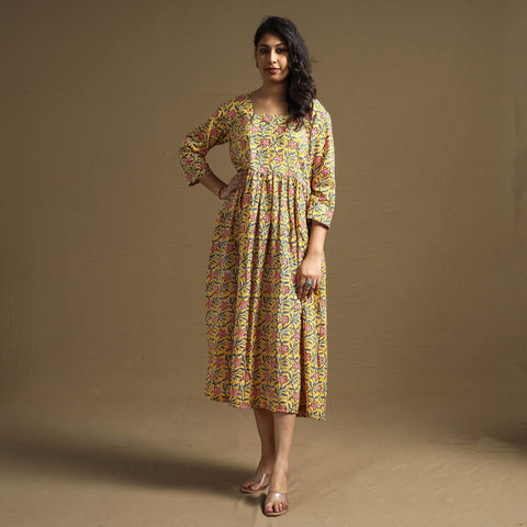 Buy Sanganeri Block Printed Cotton Flared Dress Online at iTokri.com