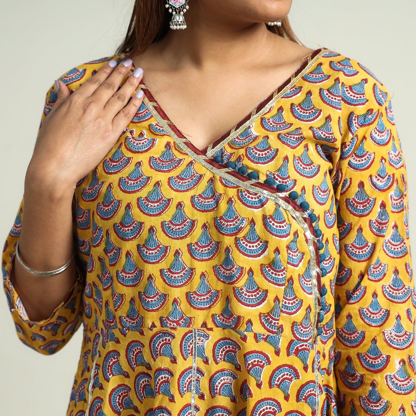 Sanganeri block printed cotton kurta with sharara set
