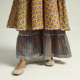 Sanganeri block printed cotton kurta with sharara set