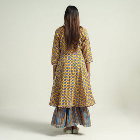 Sanganeri block printed cotton kurta with sharara set