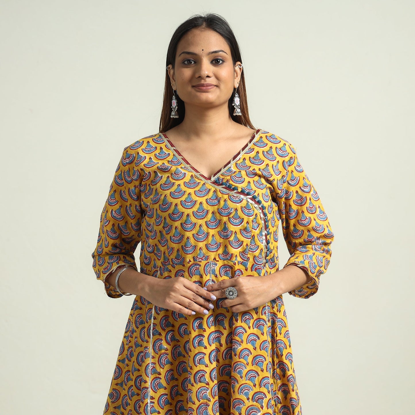 Sanganeri block printed cotton kurta with sharara set