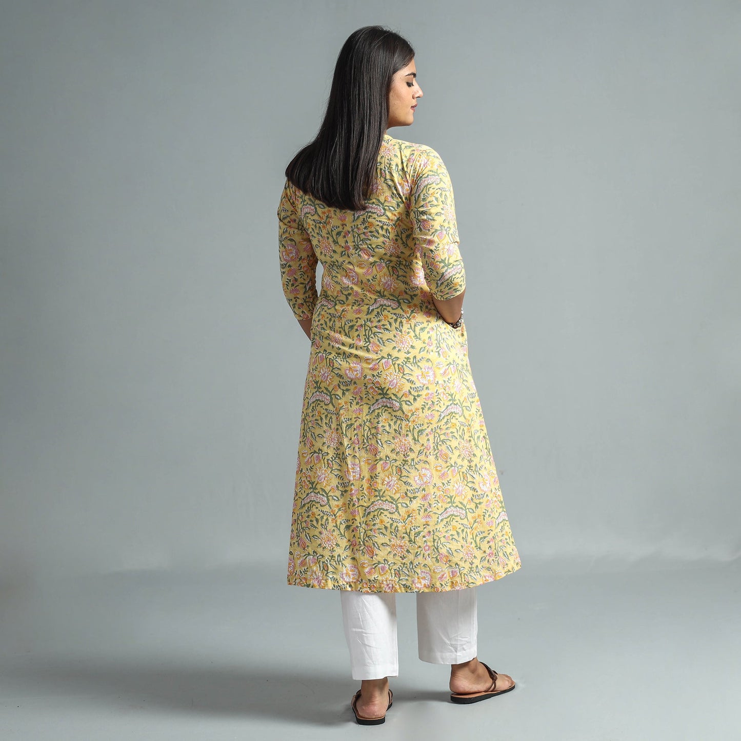 Buy Sanganeri Block Printed Cotton Long Kurta Online l iTokri.com