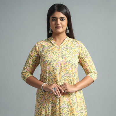 Buy Sanganeri Block Printed Cotton Long Kurta Online l iTokri.com