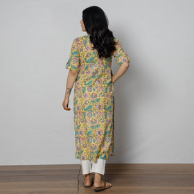  Sanganeri Block Printed Cotton Long Straight Kurta 