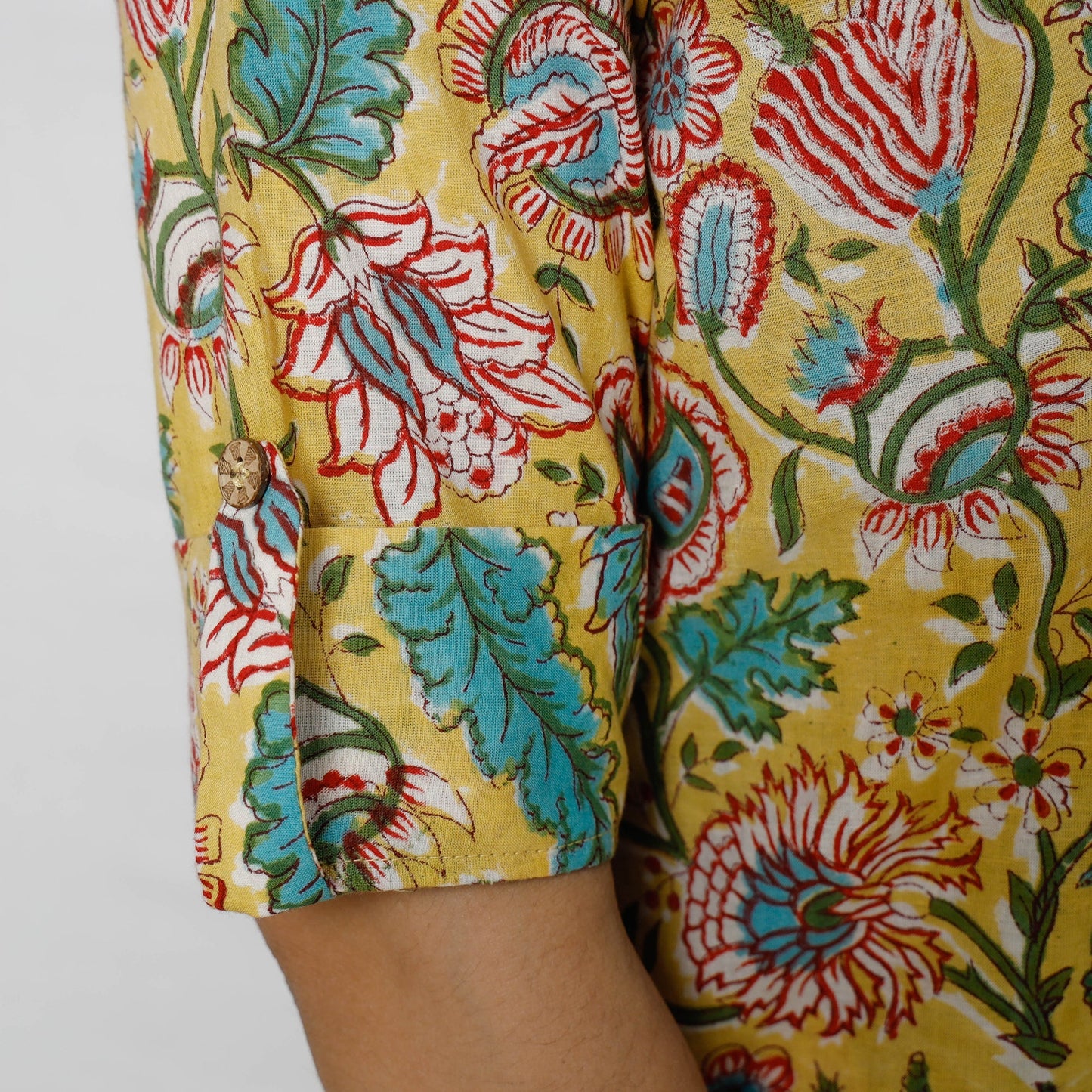  Sanganeri Block Printed Cotton Long Straight Kurta 