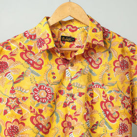 Yellow - sanganeri block printed cotton men half sleeve