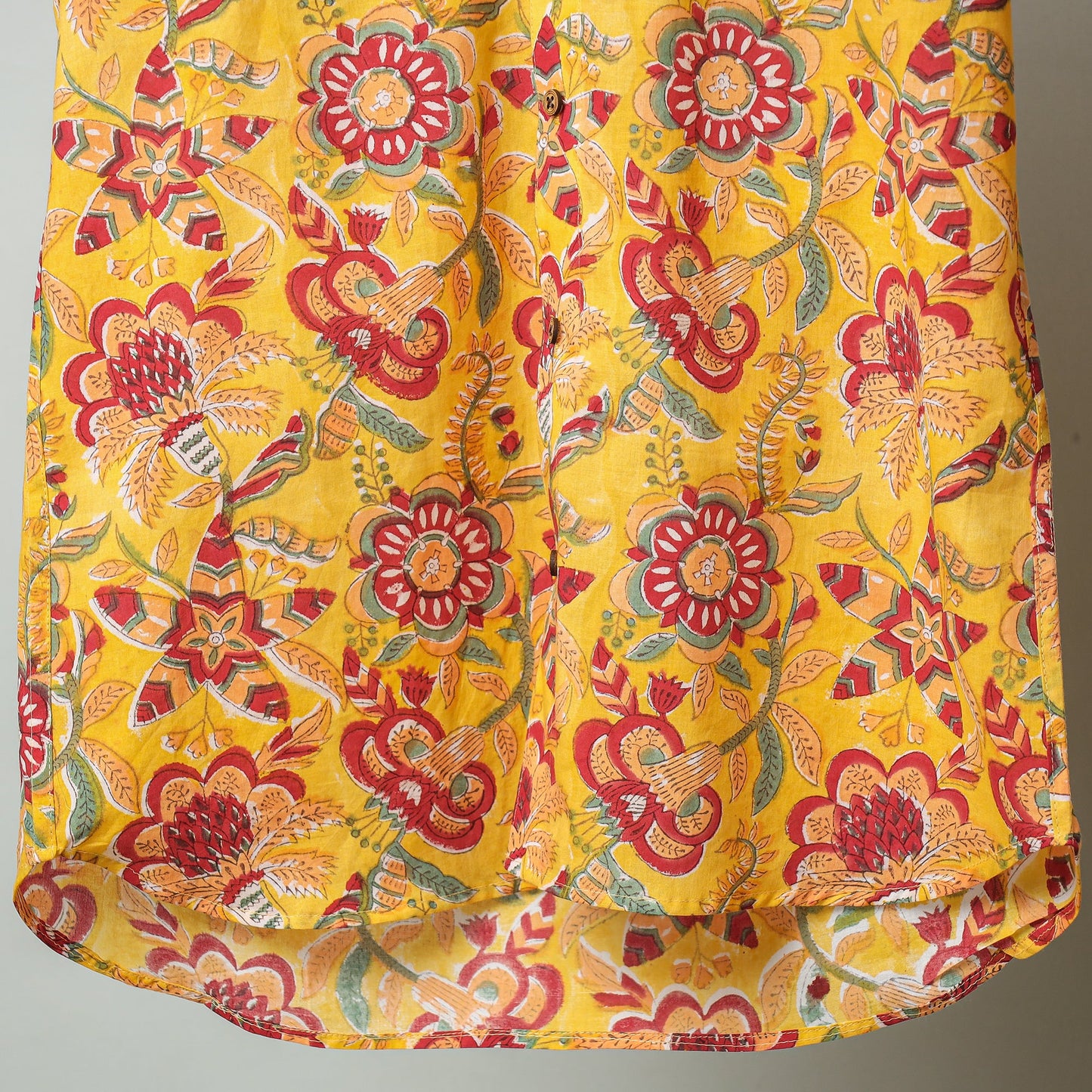 Yellow - sanganeri block printed cotton men half sleeve