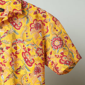 Yellow - sanganeri block printed cotton men half sleeve