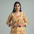 Buy Sanganeri Block Printed Cotton Pintuck Kurta with Lace Work Online l iTokri.com