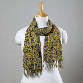  Sanganeri Block Printed Cotton Stole with Tassels 