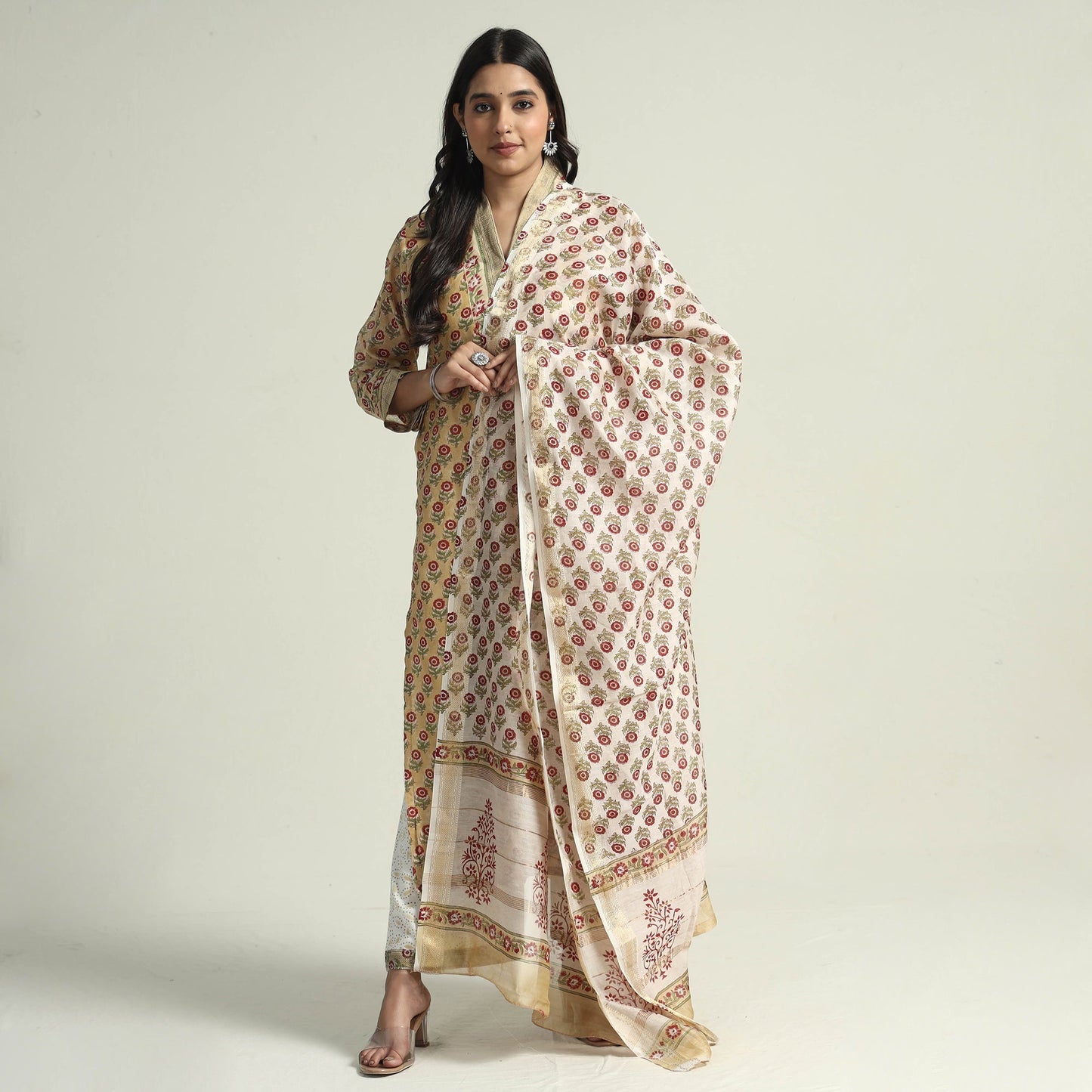 Sanganeri Kurta with Palazzo & Dupatta Set