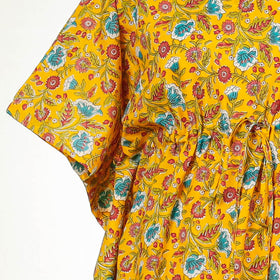 Sanganeri block printing cotton kaftan with tie-up waist