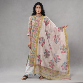 Sanganeri printing maheshwari silk kurta with palazzo &