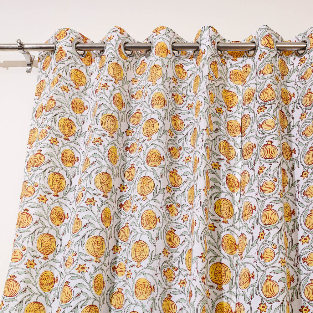 Yellow - sanganeri cotton door curtain (7 x 3.2 feet)