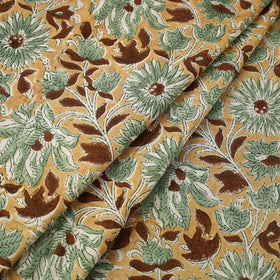  Yellow Sanganeri Block Print Cotton Fabric