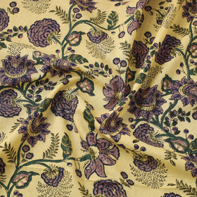  Yellow Sanganeri Block Print Cotton Fabric