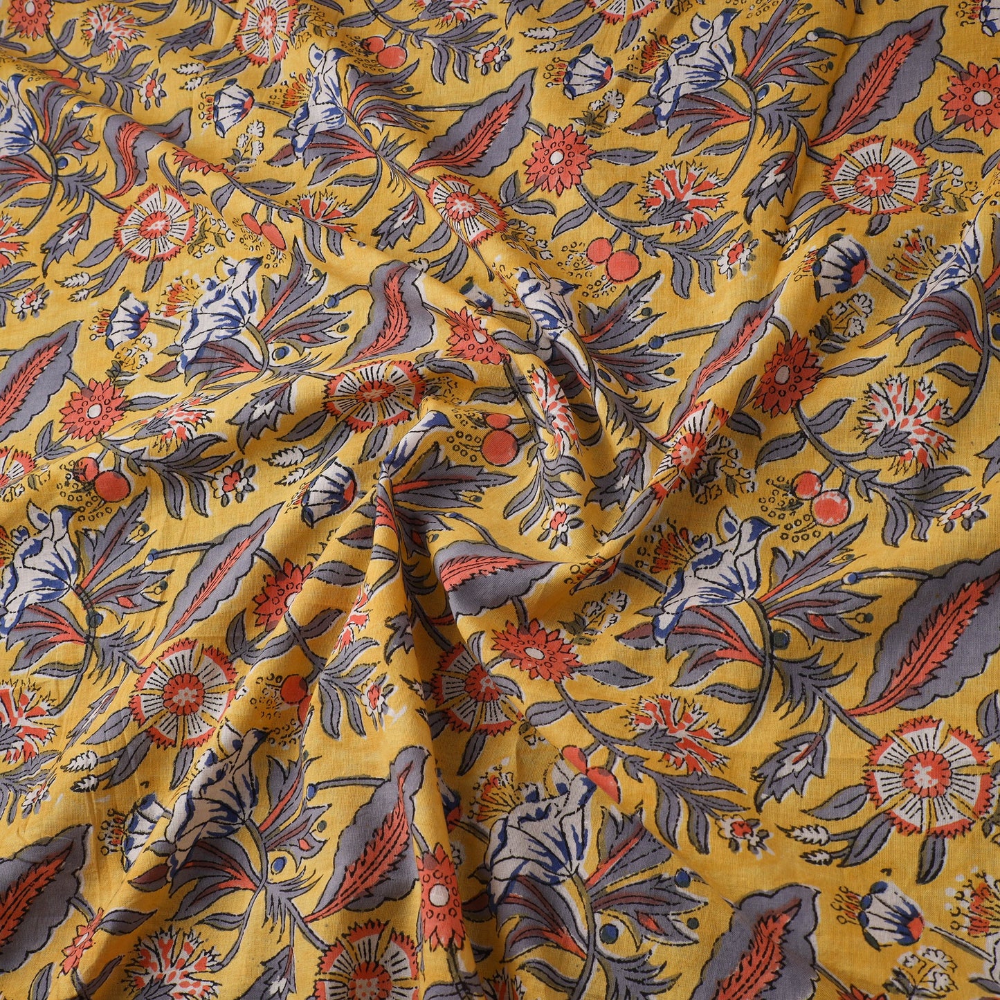 Yellow - sanganeri cotton fabric 41 - handcrafted