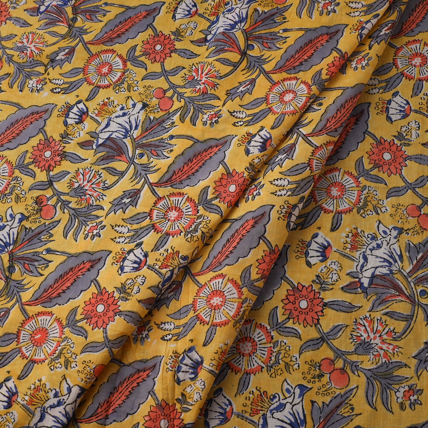 Yellow - sanganeri cotton fabric 41 - handcrafted