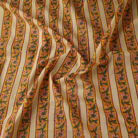 Yellow Sanganeri Block Print Cotton Fabric