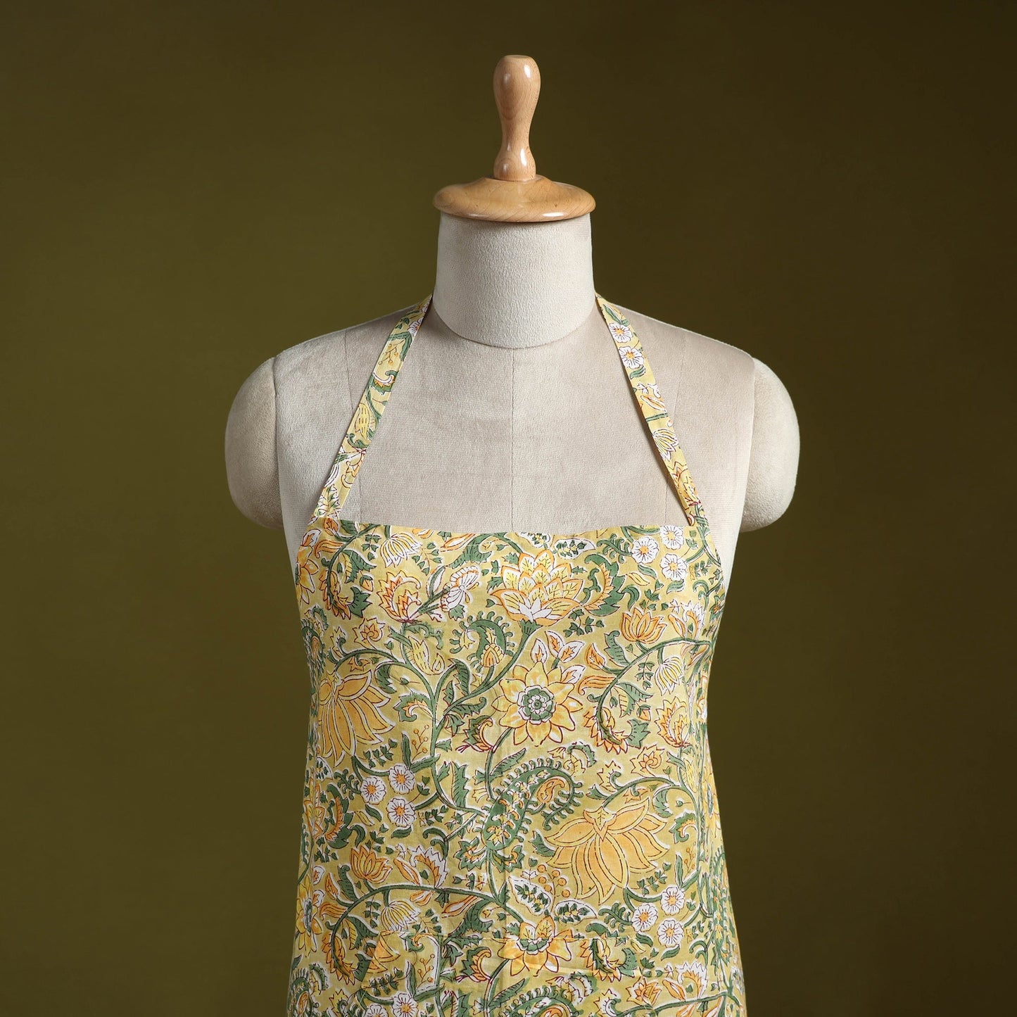 Sanganeri hand block print apron with pocket 01