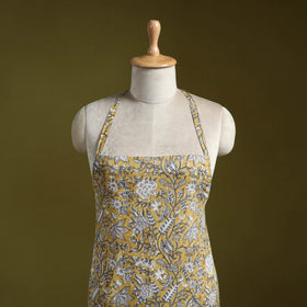 Yellow - sanganeri hand block print apron with pocket 10