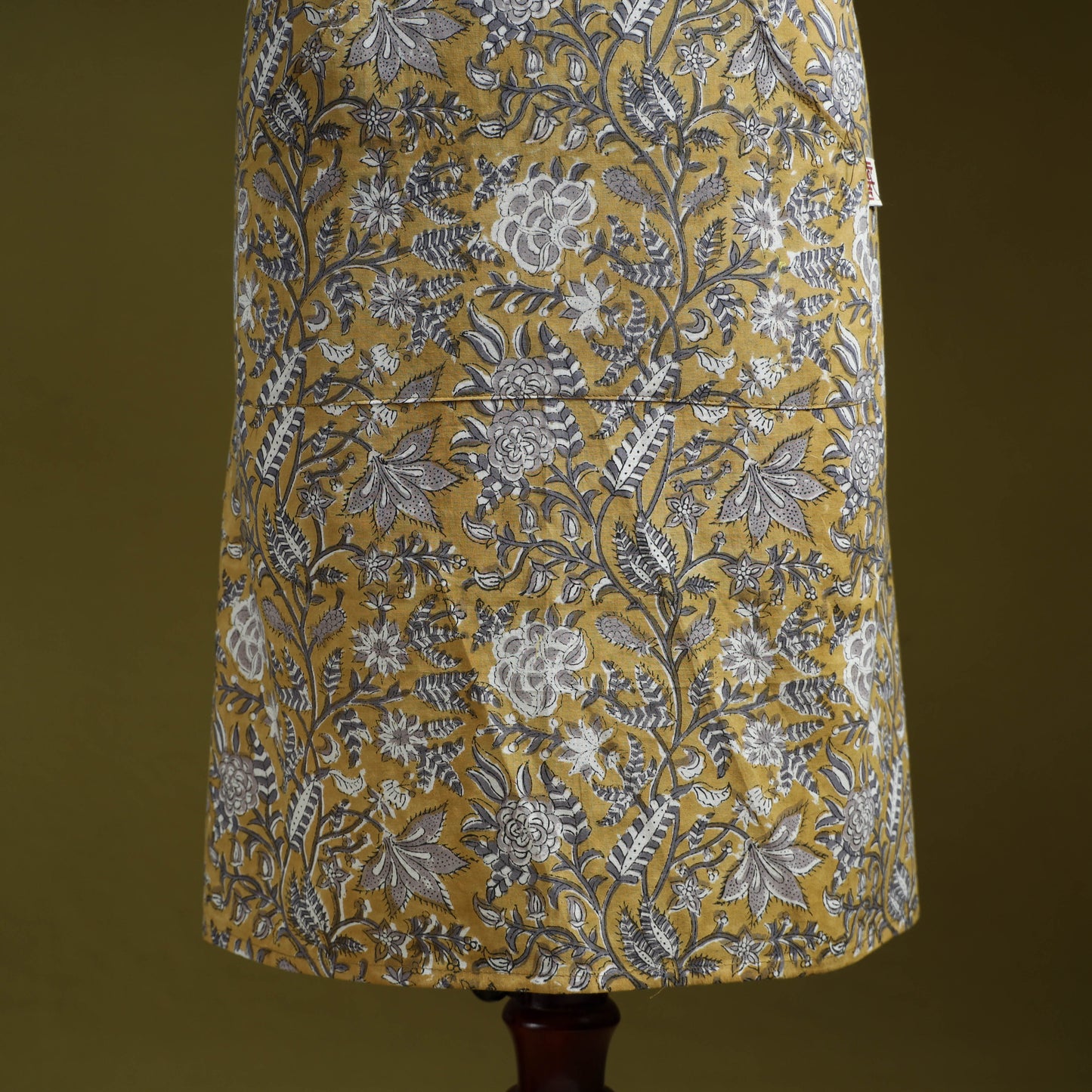 Yellow - sanganeri hand block print apron with pocket 10