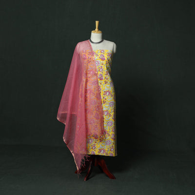 Sanganeri hand block print cotton 2pc unstitched dress
