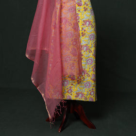 Sanganeri hand block print cotton 2pc unstitched dress
