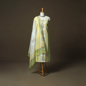 Sanganeri hand block print cotton 3pc unstitched dress