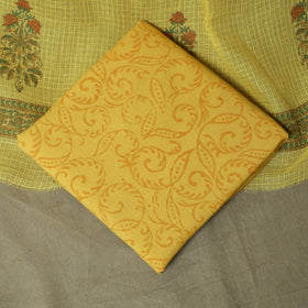 Sanganeri hand block print cotton 3pc unstitched dress
