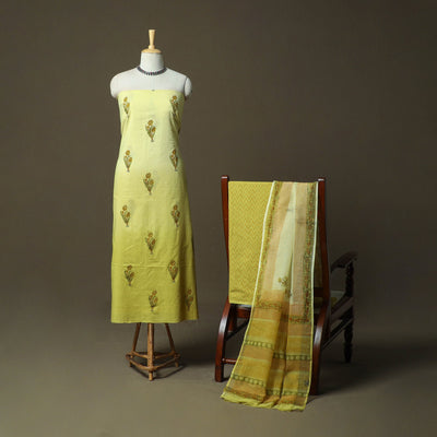 Sanganeri hand block print cotton 3pc unstitched dress