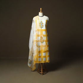 Sanganeri hand block print cotton 3pc unstitched dress