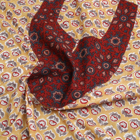 Yellow - sanganeri patchwork cotton unstitched kurta