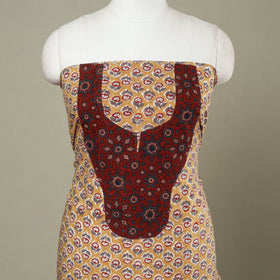 Yellow - sanganeri patchwork cotton unstitched kurta