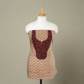 Yellow - sanganeri patchwork cotton unstitched kurta