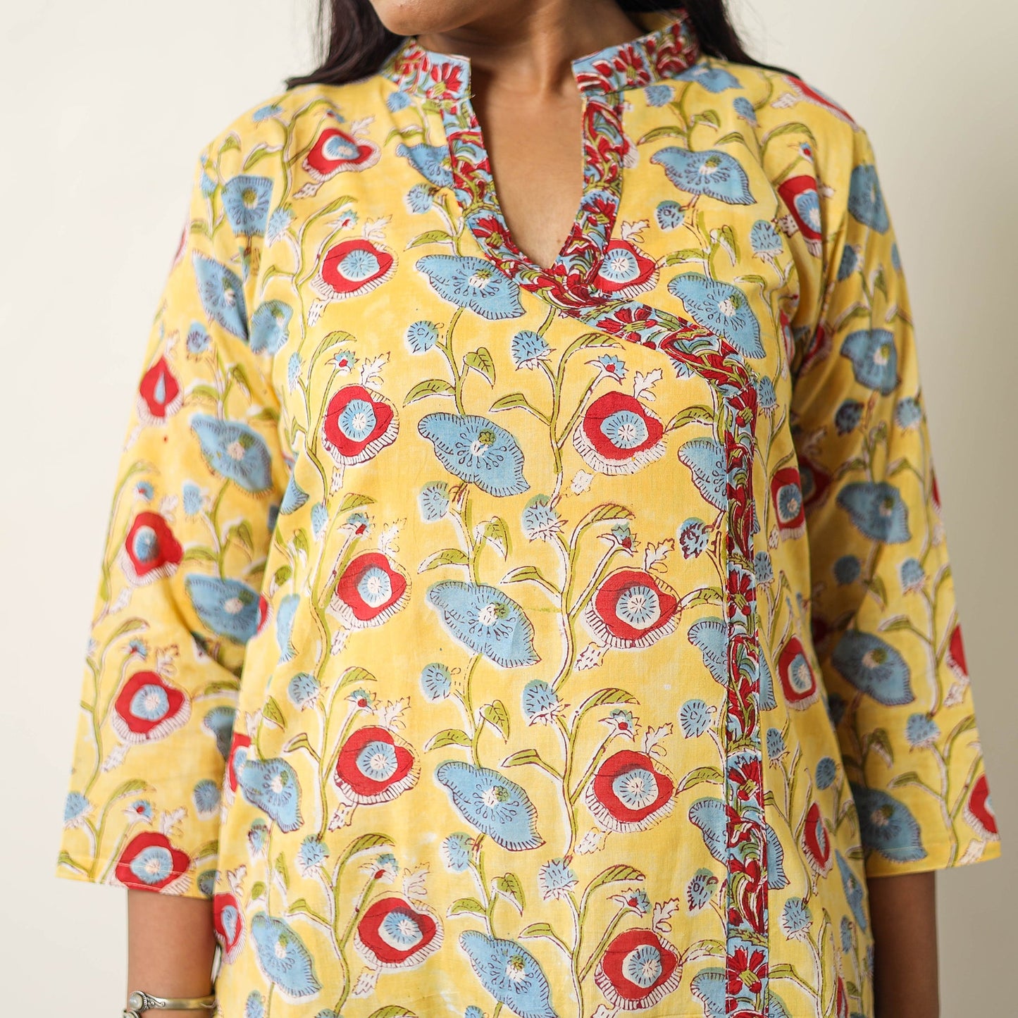  Sanganeri Block Printed Cotton Kurta with Palazzo & Dupatta Set 03 Online at iTokri.com