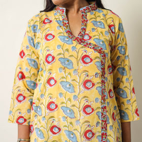  Sanganeri Block Printed Cotton Kurta with Palazzo & Dupatta Set 03 Online at iTokri.com