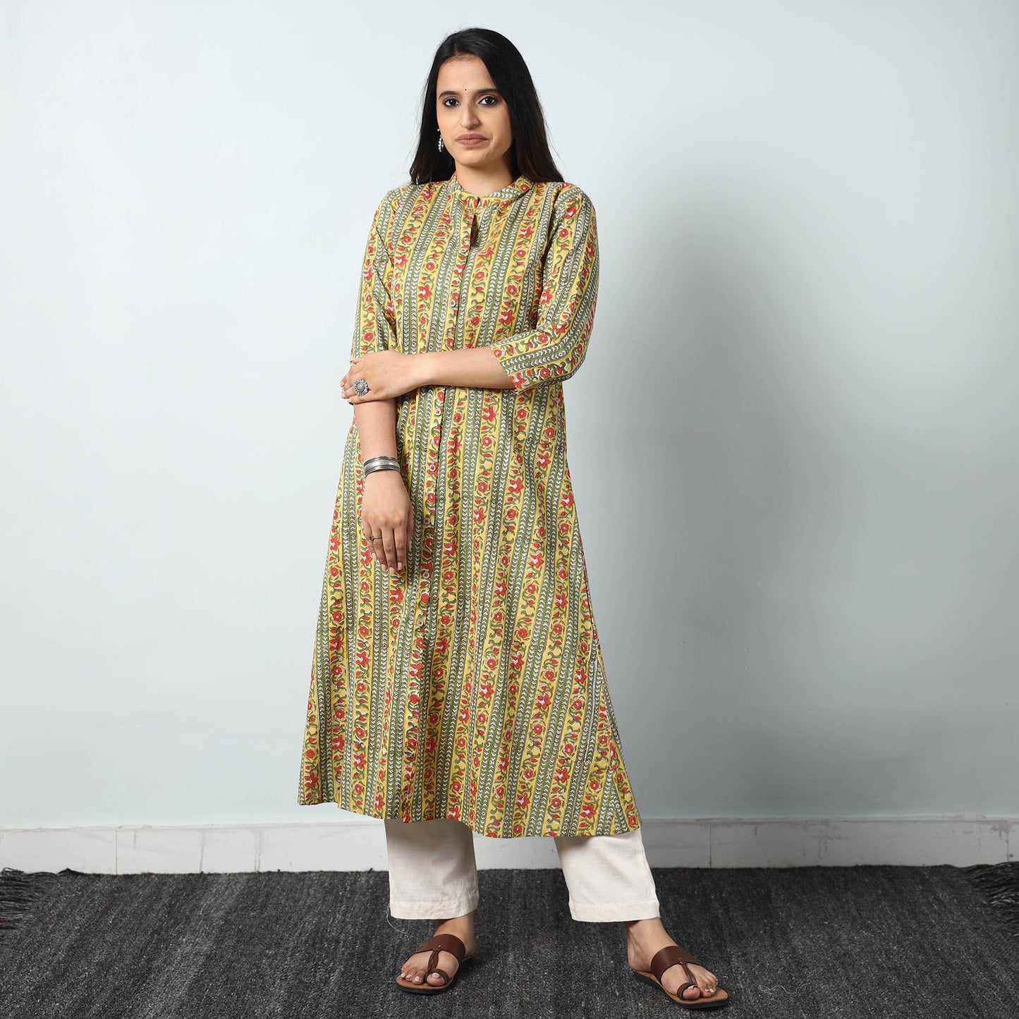Buy Sanganeri Block Printed Cotton Long Kurta for Women