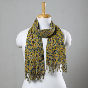  Sanganeri Block Printed Cotton Stole with Tassels 