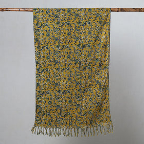  Sanganeri Block Printed Cotton Stole with Tassels 
