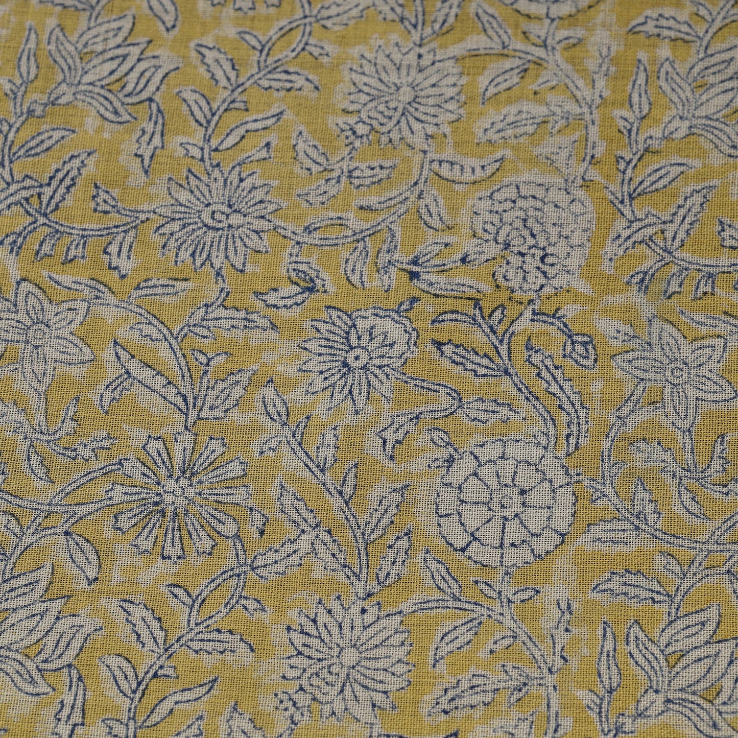  Yellow Sanganeri Block Print Pure Wool Fabric 