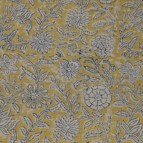 Yellow Sanganeri Block Print Pure Wool Fabric 