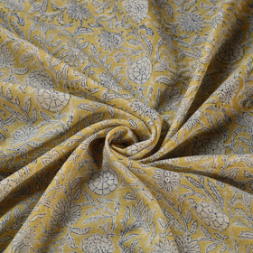  Yellow Sanganeri Block Print Pure Wool Fabric 