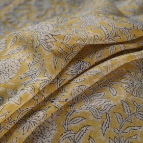  Yellow Sanganeri Block Print Pure Wool Fabric 