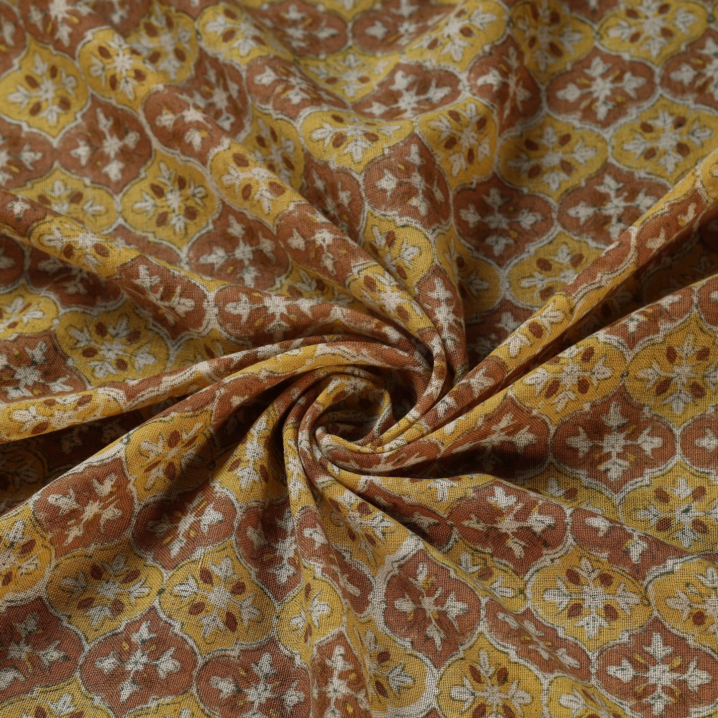 Yellow - sanganeri pure wool fabric 11 - handcrafted