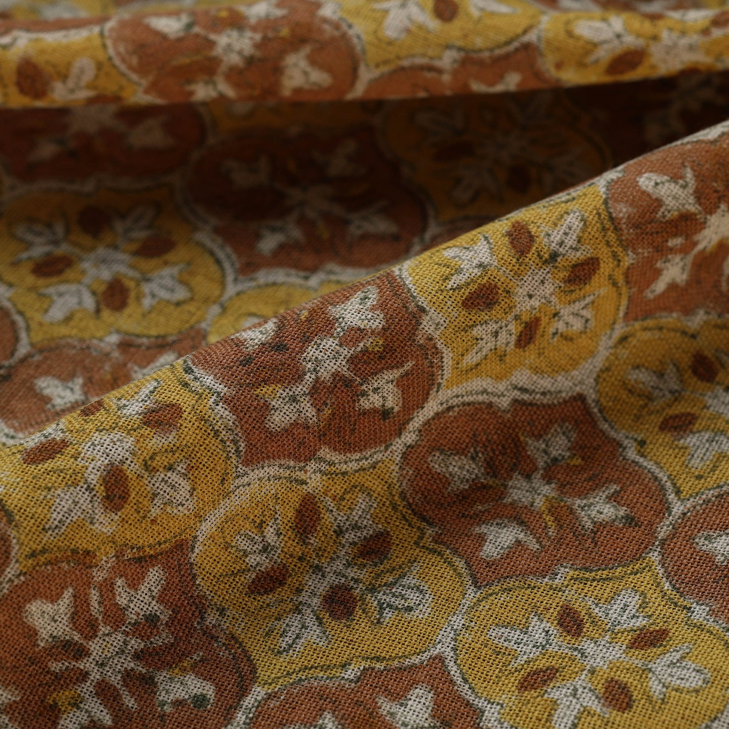 Yellow - sanganeri pure wool fabric 11 - handcrafted