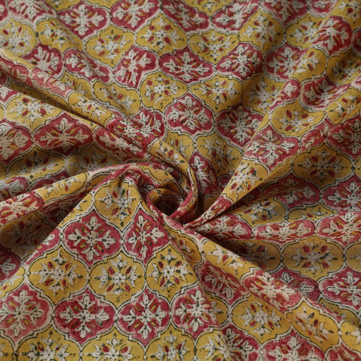 Buy Multicolor Sanganeri Block Print Pure Wool Fabric Online
