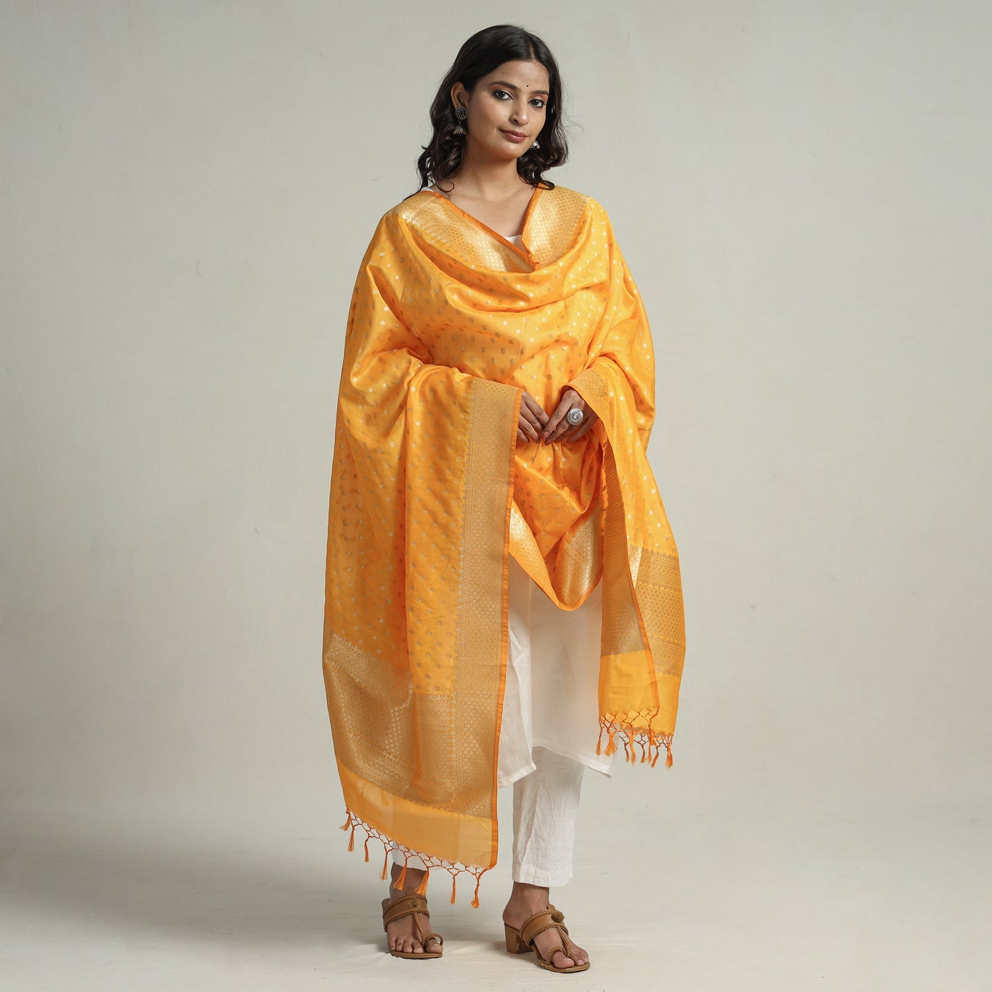 Buy Semi Silk Zari Jaal Banarasi Dupatta